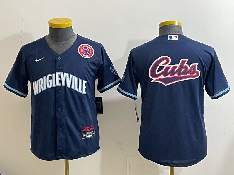 Youth 2026 Chicago Cubs Blank Drak Blue City Edition Nike MLB Jersey style 0011